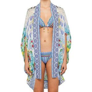 Camilla Open Front Cardi Cape Masking Madness 100% Silk Crystal Embellised OS